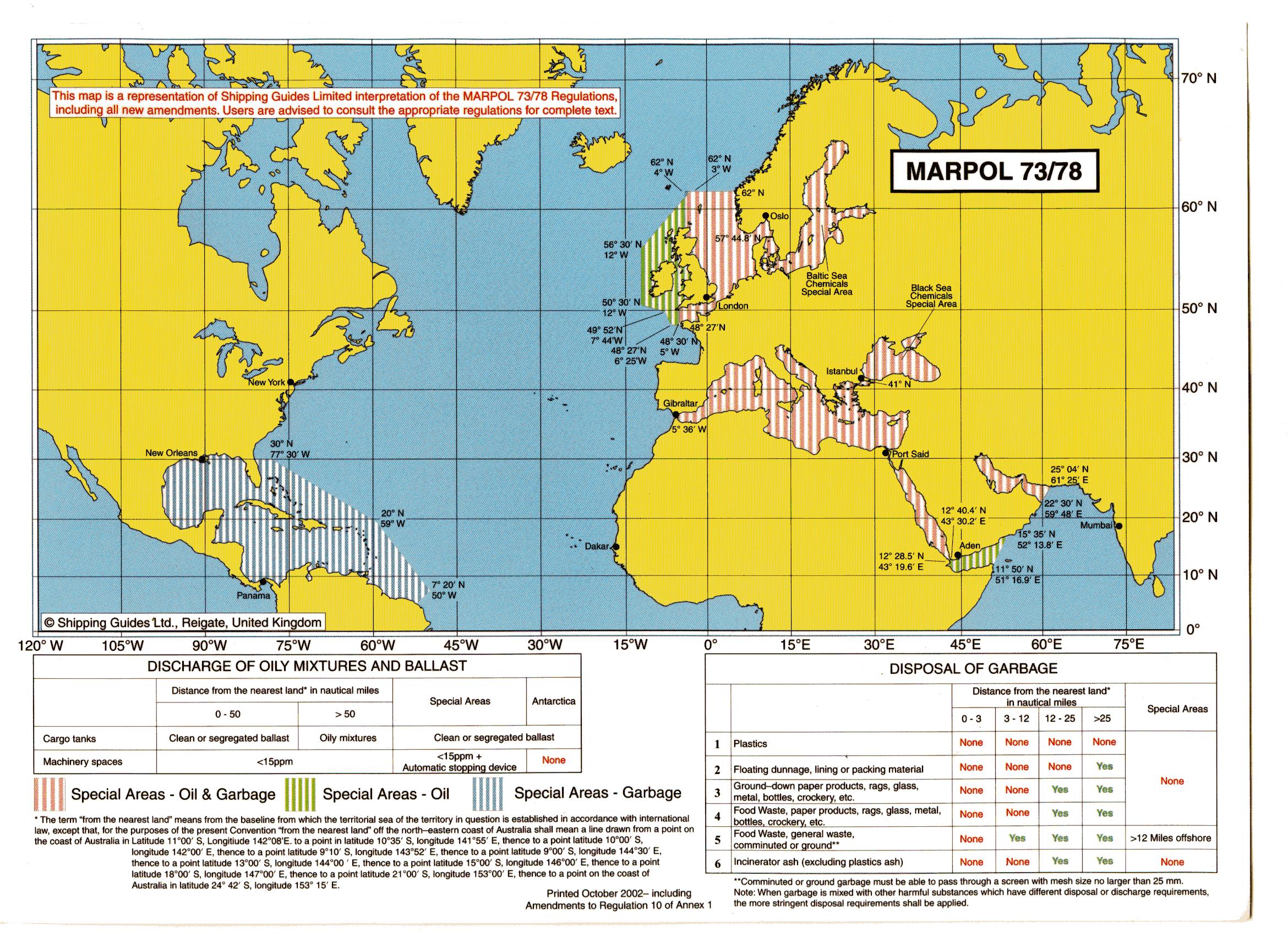 Marpol Special Areas Chart